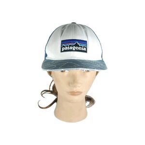 Patagonia Mountain Logo OS Blue Geometric Adjustable Snapback Trucker Cap Hat